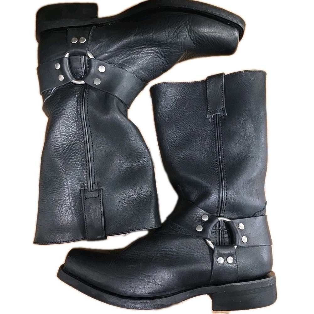 Men's J.B. Dillon Hardness Motorcycle Square Toe Black Boots SIZE 10.5‎ EEE NICE